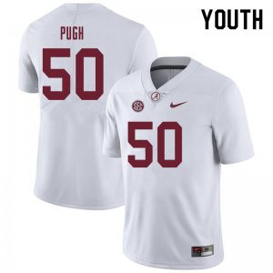 NCAA Youth Alabama Crimson Tide #50 Gabe Pugh Stitched College 2019 Nike Authentic White Football Jersey LC17J13ZE
